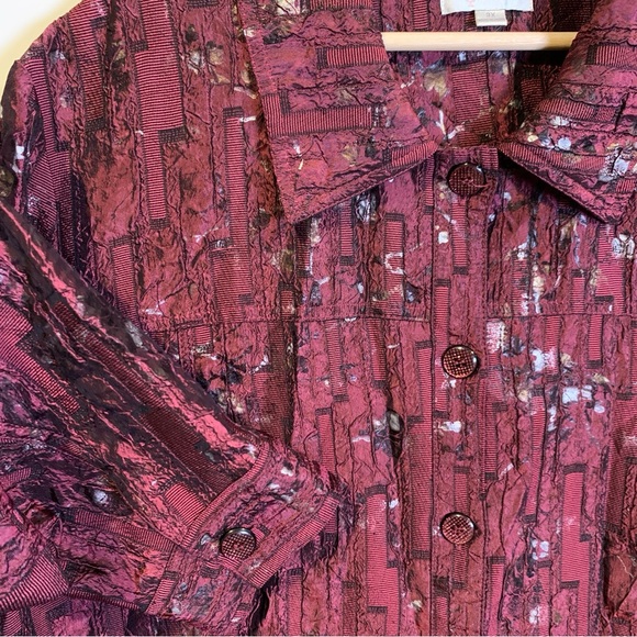 Erin London Burgundy Blazer Pockets Abstract Print Lined Size 3X - Picture 7 of 13